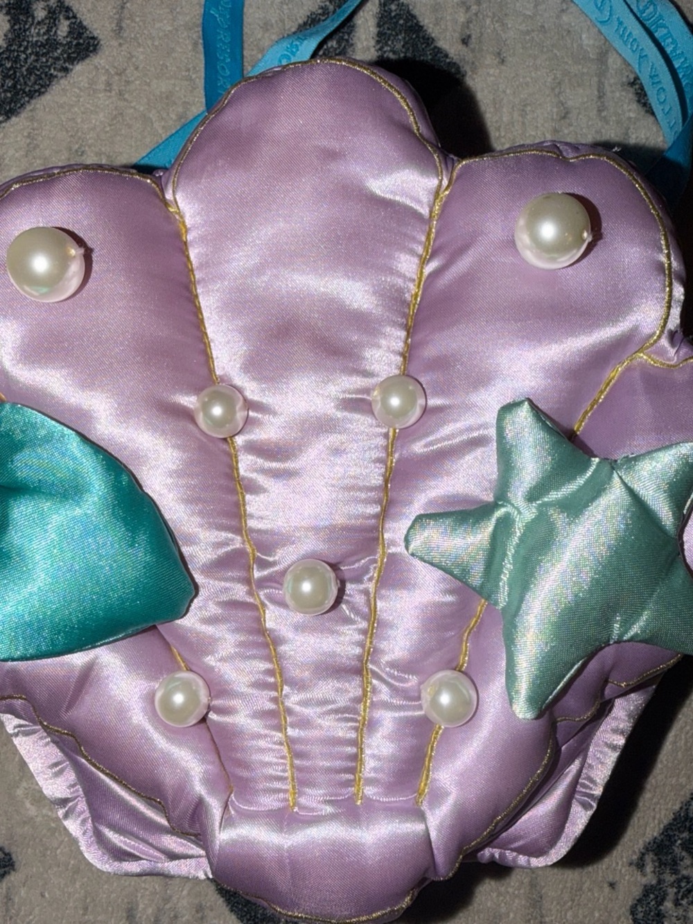 Kids Pearl-Studded Shell Crossbody Bag - Pink/Teal - Picture 4 of 4